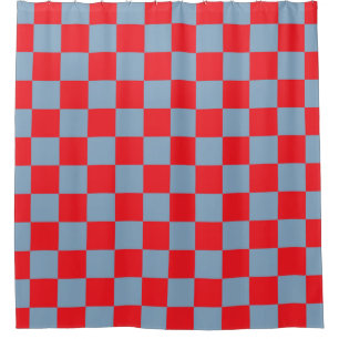 Red Blue Checkered Gingham Pattern Duschvorhang