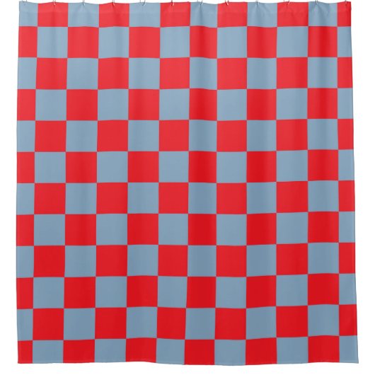 Red Blue Checkered Gingham Pattern Duschvorhang (Vorderseite)