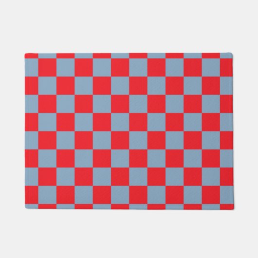 Red Blue Checkered Gingham Pattern Fußmatte (Vorderseite)