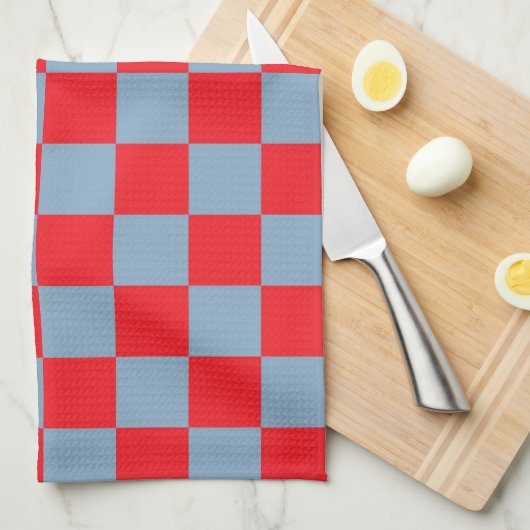Red Blue Checkered Gingham Pattern Geschirrtuch (Viertel Falte)