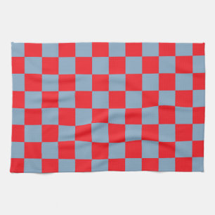 Red Blue Checkered Gingham Pattern Geschirrtuch