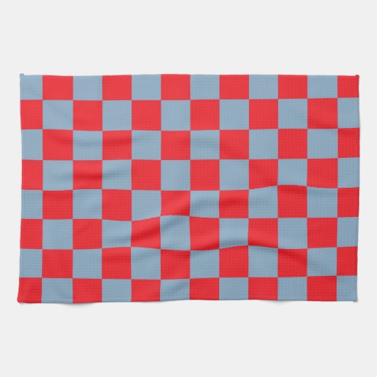 Red Blue Checkered Gingham Pattern Geschirrtuch (Horizontal)