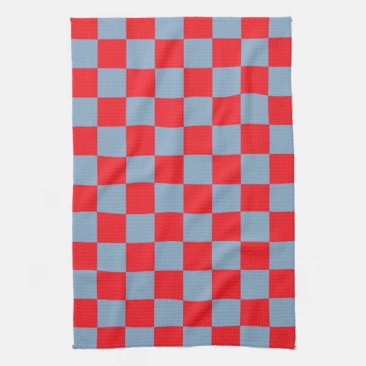 Red Blue Checkered Gingham Pattern Geschirrtuch (Vertikal)