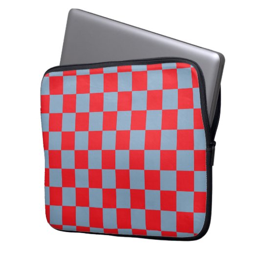 Red Blue Checkered Gingham Pattern Laptopschutzhülle (Vorderseite Links)