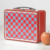 Red Blue Checkered Gingham Pattern Metall Brotdose (Beispiel)