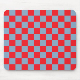 Red Blue Checkered Gingham Pattern Mousepad