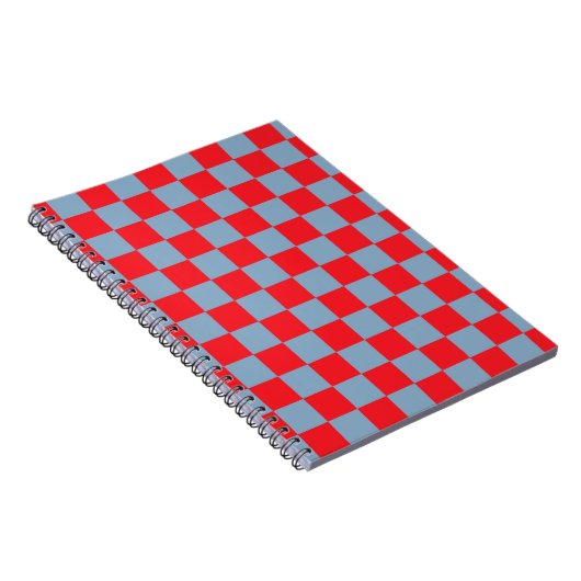 Red Blue Checkered Gingham Pattern Notizblock (Rechte Seite)