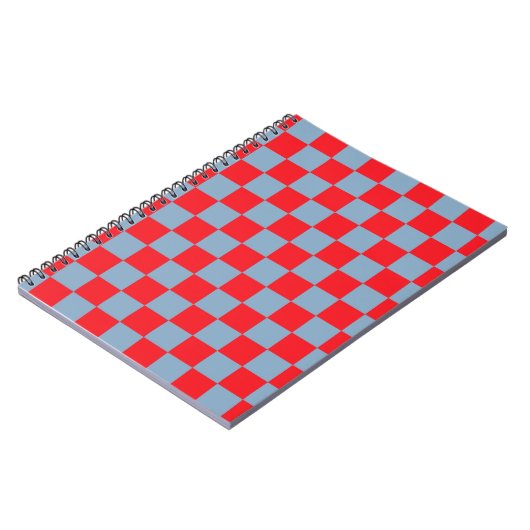 Red Blue Checkered Gingham Pattern Notizblock (Linke Seite)