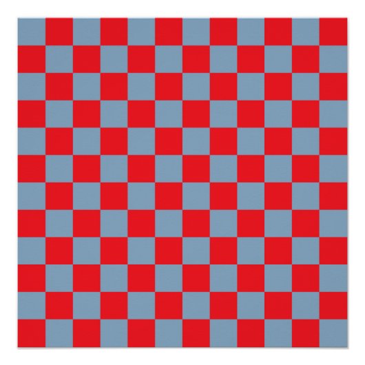 Red Blue Checkered Gingham Pattern Poster (Vorderseite)