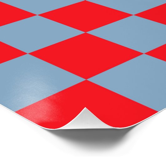 Red Blue Checkered Gingham Pattern Poster (Ecke)