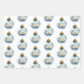 Red Blue Christmas Magic Santa Bunny Rabbit Geschenkpapier Set (Vorderseite 3)