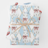 Red Blue Christmas Magic Santa Bunny Rabbit Geschenkpapier Set (Beispiel)
