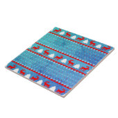 Red Blue Christmas Pattern Keramik Tile Fliese (Seite)