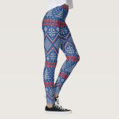 Red Blue Christmas Trees Nordic Sweater Pattern Leggings (Rechts)