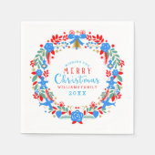 Red & Blue Christmas Wreath Frohe Weihnachten Serviette (Vorderseite)