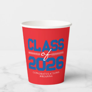 Red & Blue Class of Year Abschluss Pappbecher
