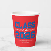 Red & Blue Class of Year Abschluss Pappbecher (Vorderseite)