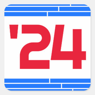 Red & Blue Class von '24 Abschluss Quadratischer Aufkleber