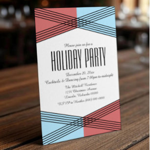 Red Blue Colorful Deko Holiday Party Einladung