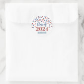 Red Blue Confetti Abschluss 2024 Runder Aufkleber (Tasche)
