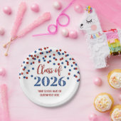 Red Blue Confetti Graduation 2026 Pappteller (Party)