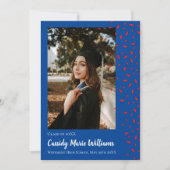 Red Blue Confetti Graduation Announcement Einladung (Vorderseite)