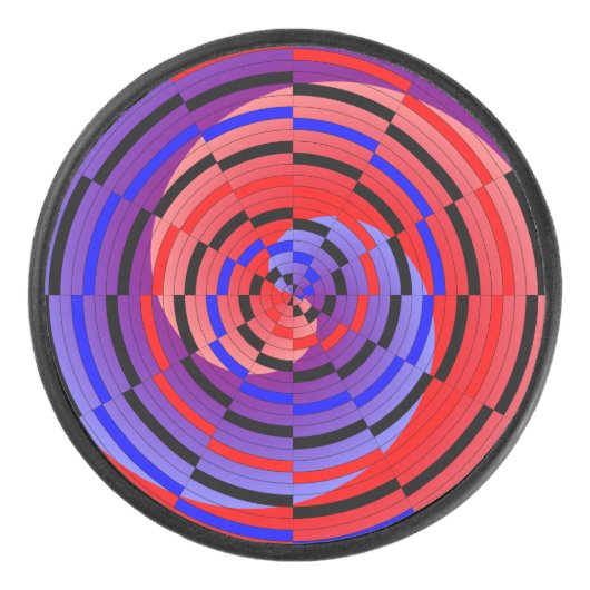 Red & Blue Counter Spiral von Kenneth Yoncich Eishockey Puck (Vorderseite)