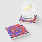 Red & Blue Counter Spiral von Kenneth Yoncich Steinuntersetzer (Seitenansicht)