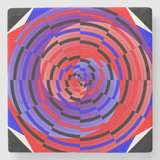 Red & Blue Counter Spiral von Kenneth Yoncich Steinuntersetzer (Vorderseite)