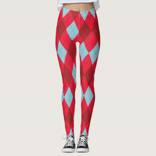Red Blue & Crimson Weihnachten Raute Leggings