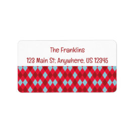 Red Blue & Crimson Weihnachtsansprache Raute Adressaufkleber