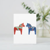 Red & Blue Dala Horse Postkarte (Stehend Vorderseite)