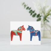 Red & Blue Dala Horse Postkarte (Stehend Vorderseite)