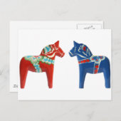 Red & Blue Dala Horse Postkarte (Vorne/Hinten)