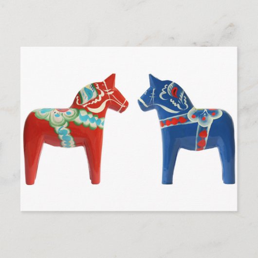 Red & Blue Dala Horse Postkarte (Vorderseite)
