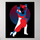 Red & Blue Dancing Silhouette - Tango-Tänzer Poster (Vorne)
