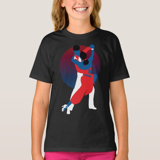 Red & Blue Dancing Silhouette - Tango-Tänzer T-Shirt (Vorderseite)