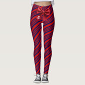 Red Blue Diagonal Stripes Ribbon Background Leggings (Vorderseite)