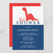 Red & Blue Dinosaurier Kinderdusche Einladung (Vorne/Hinten)