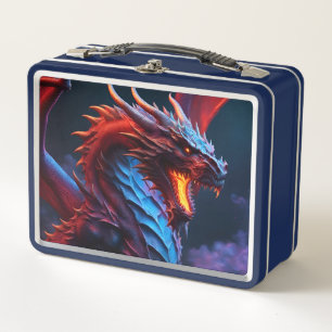 Red & Blue Dragon Metall Brotdose