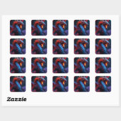 Red & Blue Dragon Quadratischer Aufkleber (Blatt)