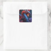 Red & Blue Dragon Quadratischer Aufkleber (Tasche)