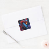 Red & Blue Dragon Quadratischer Aufkleber (Umschlag)