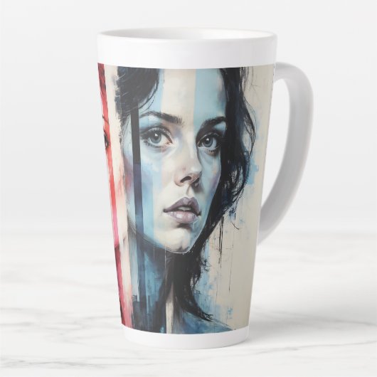 Red & Blue Duality - Twin Portraits in Abstrakt St Milchtasse (Rechte Ecke)