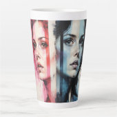 Red & Blue Duality - Twin Portraits in Abstrakt St Milchtasse (Vorderseite)