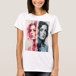 Red & Blue Duality - Twin Portraits in Abstrakt St T-Shirt