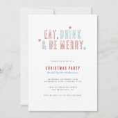 Red & Blue Eat Drink Begeben Sie sich zum Party Einladung (Vorderseite)