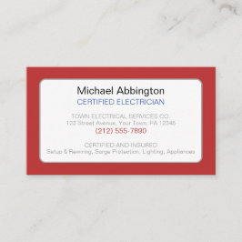 Red Blue Electrical Electrician Visitenkarte