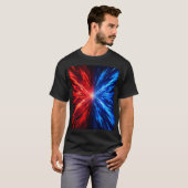 Red Blue Energy Burst T-Shirt – Abstract Explosion (Vorne ganz)