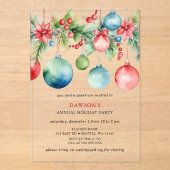 Red Blue Festive Corporate Christmas Party Acryleinladungen (Vorderseite)